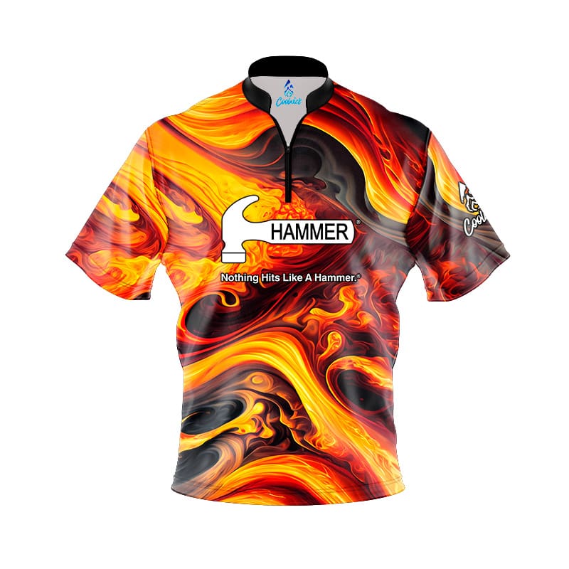 Hammer Melting Volcano Quick Ship CoolWick Sash Zip Bowling Jersey Questions & Answers