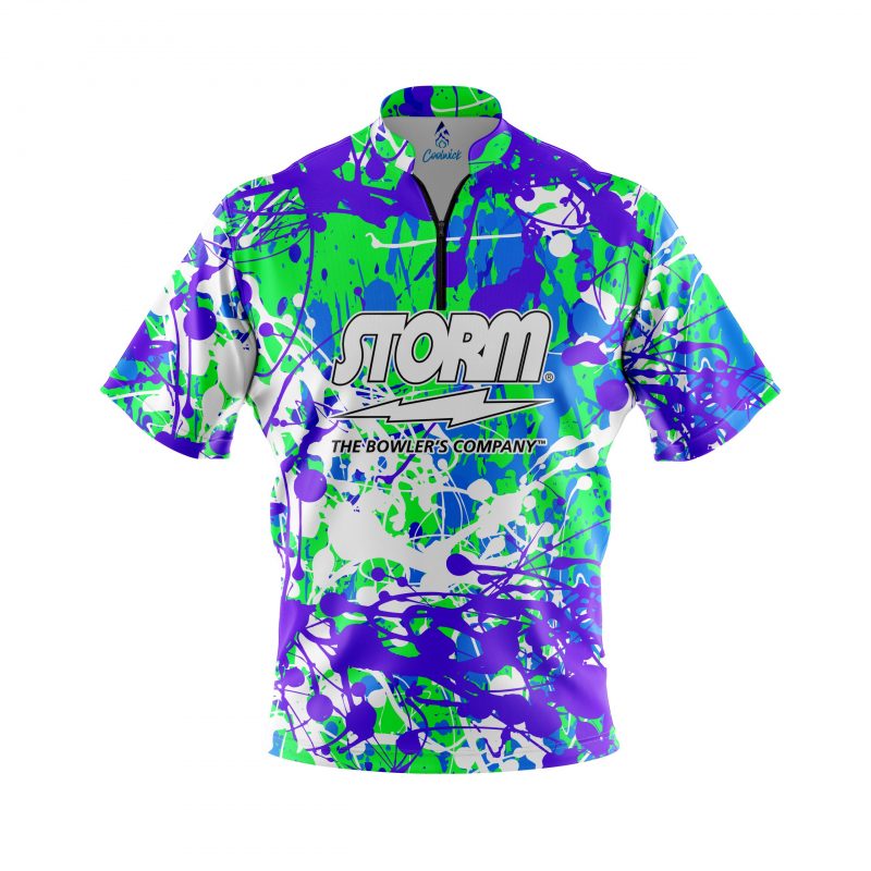 Storm Paint Splatter Quick Ship CoolWick Sash Zip Bowling Jersey Questions & Answers