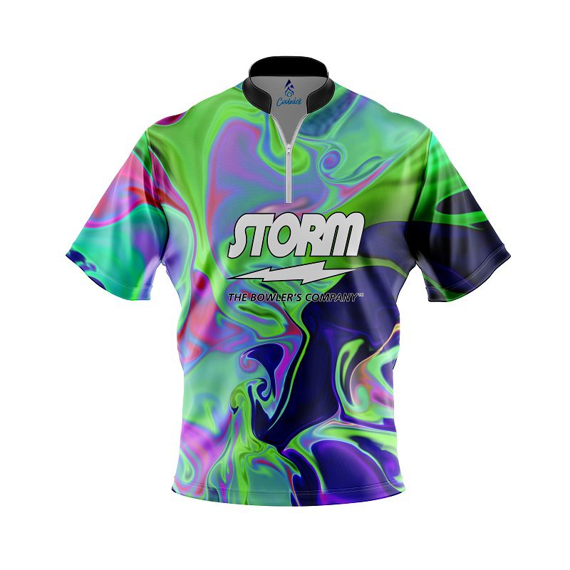 Storm Trippy Quick Ship CoolWick Sash Zip Bowling Jersey Questions & Answers