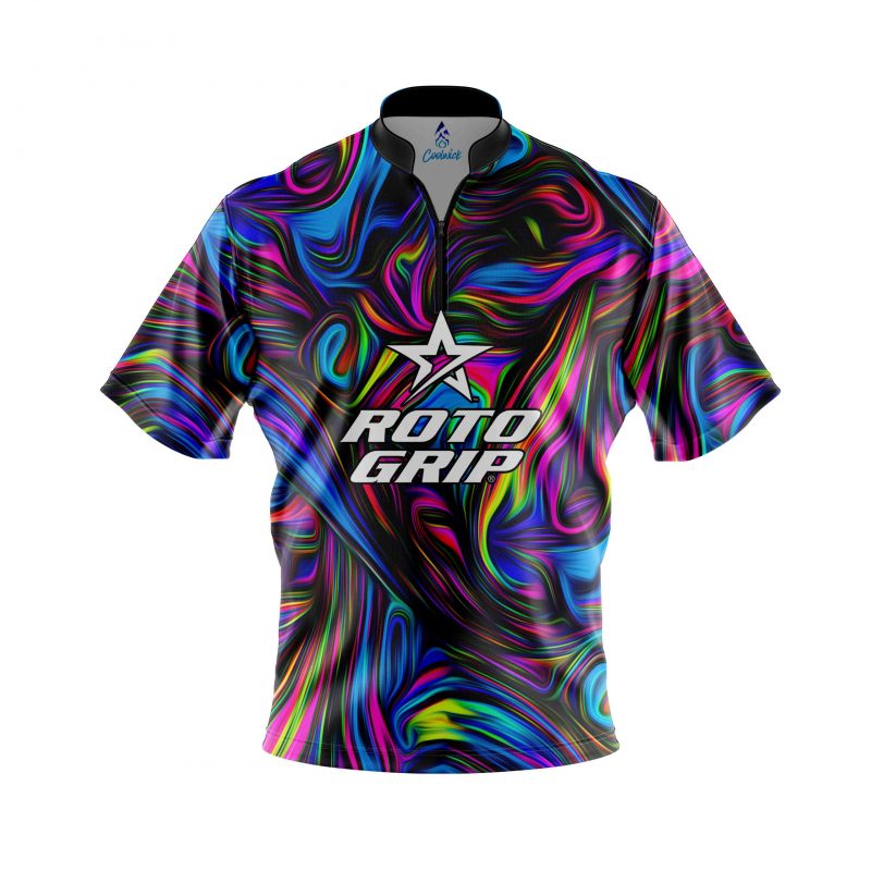 Roto Grip Psychedelic Swirl Quick Ship CoolWick Sash Zip Bowling Jersey Questions & Answers