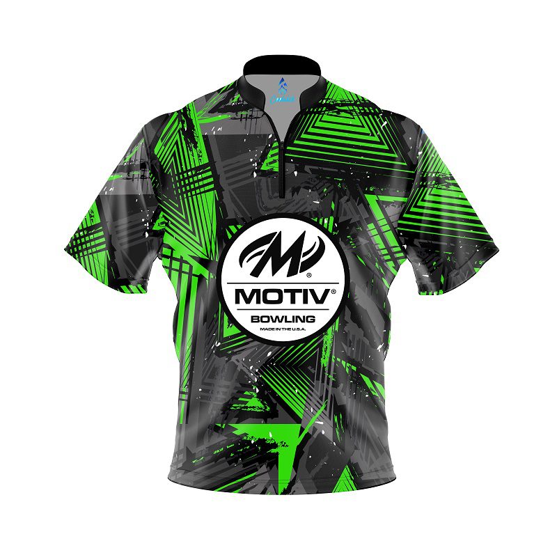 Motiv Green Triangles Quick Ship CoolWick Sash Zip Bowling Jersey Questions & Answers