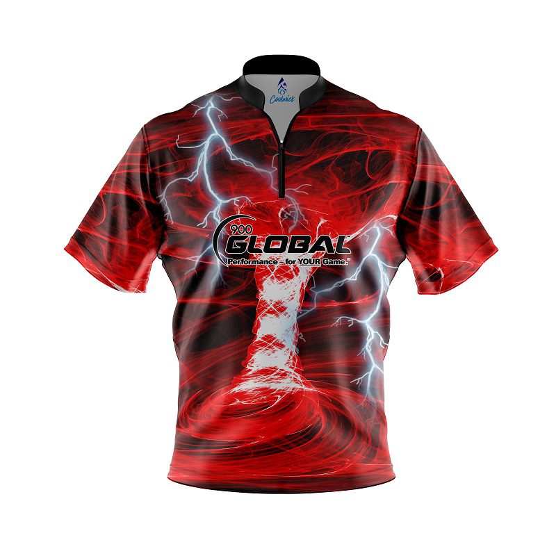 900 Global Electrical Tornado Red  Quick Ship CoolWick Sash Zip Bowling Jersey Questions & Answers