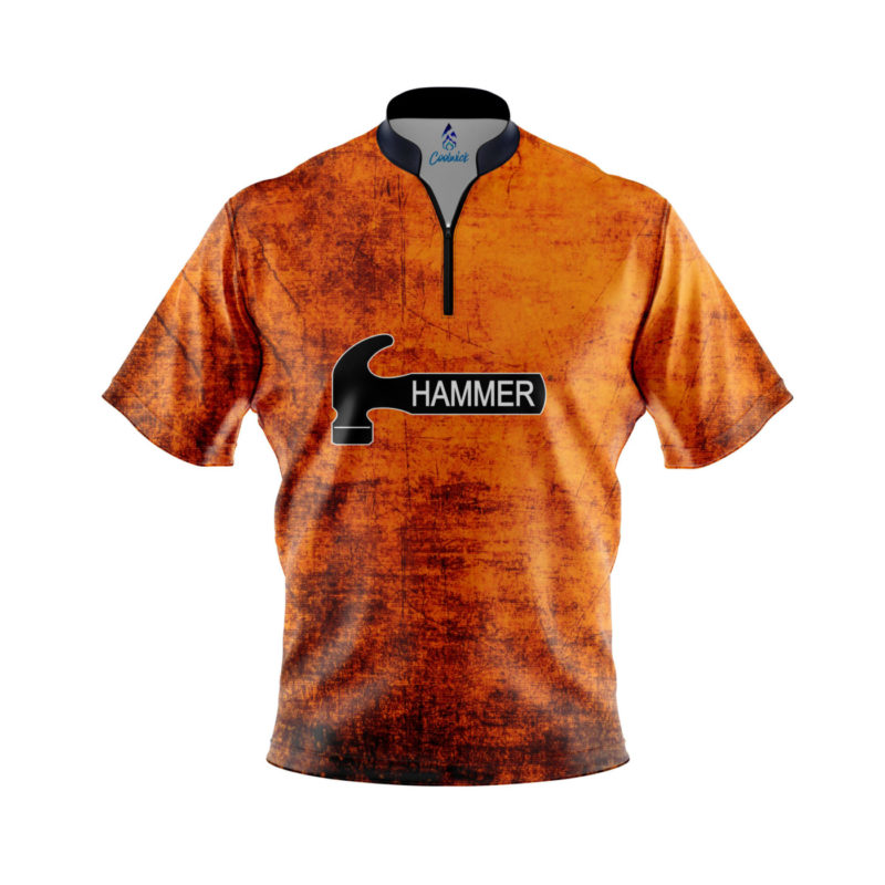 Hammer Orange Grunge Quick Ship CoolWick Sash Zip Bowling Jersey Questions & Answers