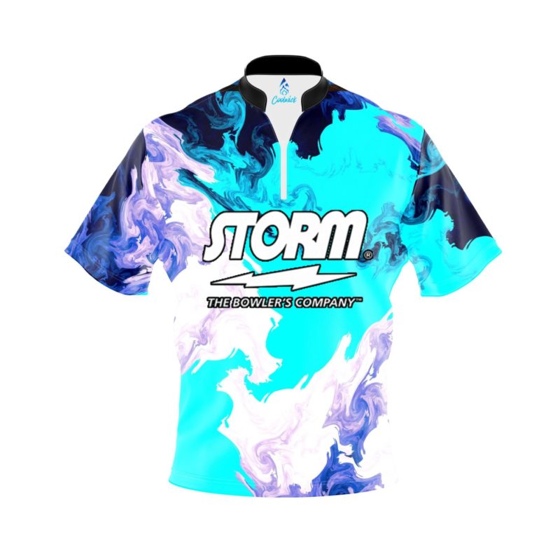 Storm Abstract Quick Ship CoolWick Sash Zip Bowling Jersey Questions & Answers