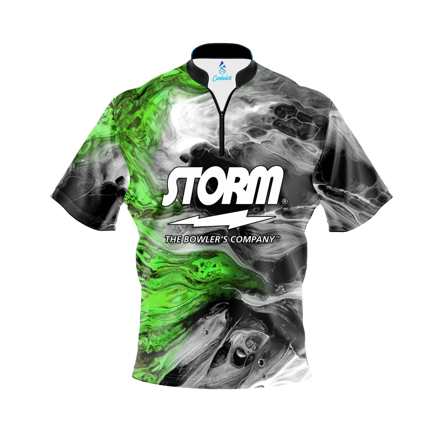 Storm Green Lava Quick Ship CoolWick Sash Zip Bowling Jersey Questions & Answers