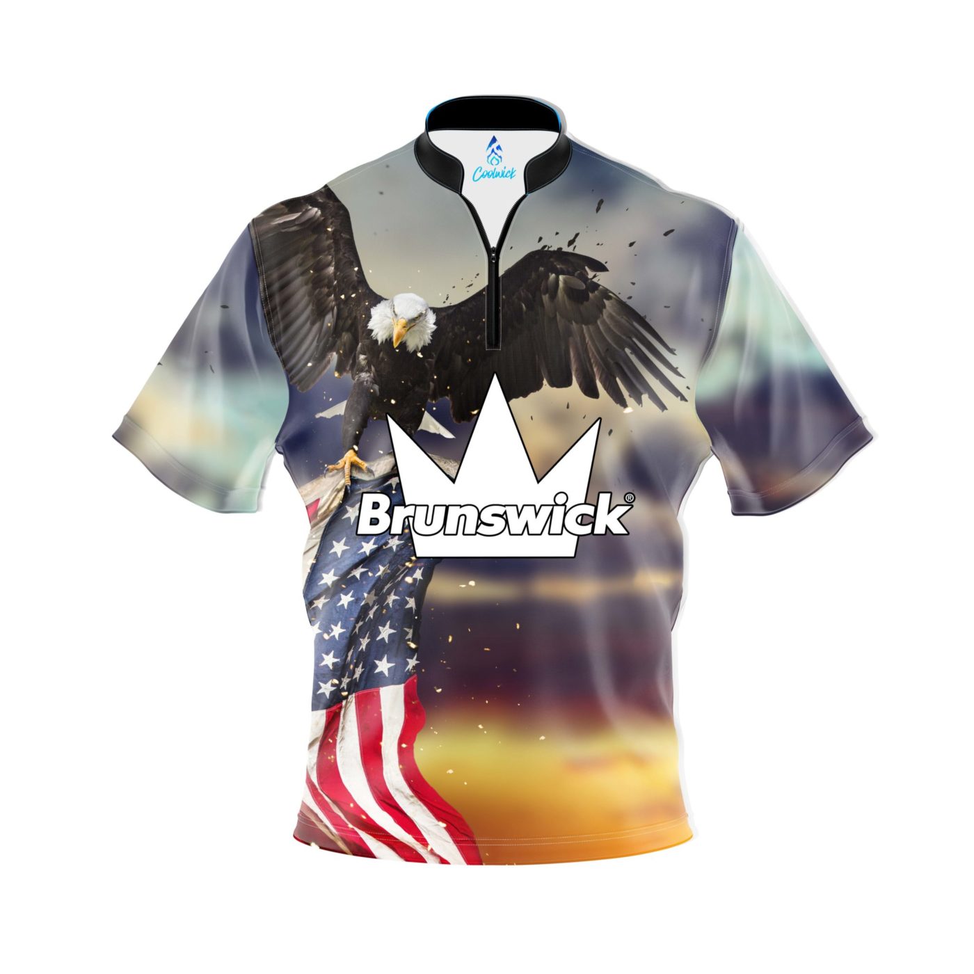 Brunswick Sunset Eagle 2.0 Quick Ship CoolWick Sash Zip Bowling Jersey Questions & Answers