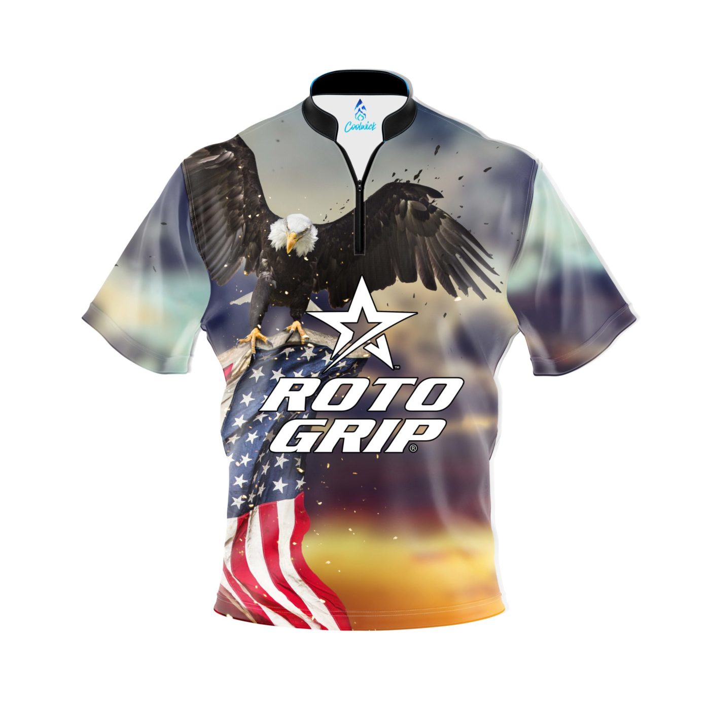 Roto Grip Sunset Eagle 2.0 Quick Ship CoolWick Sash Zip Bowling Jersey Questions & Answers