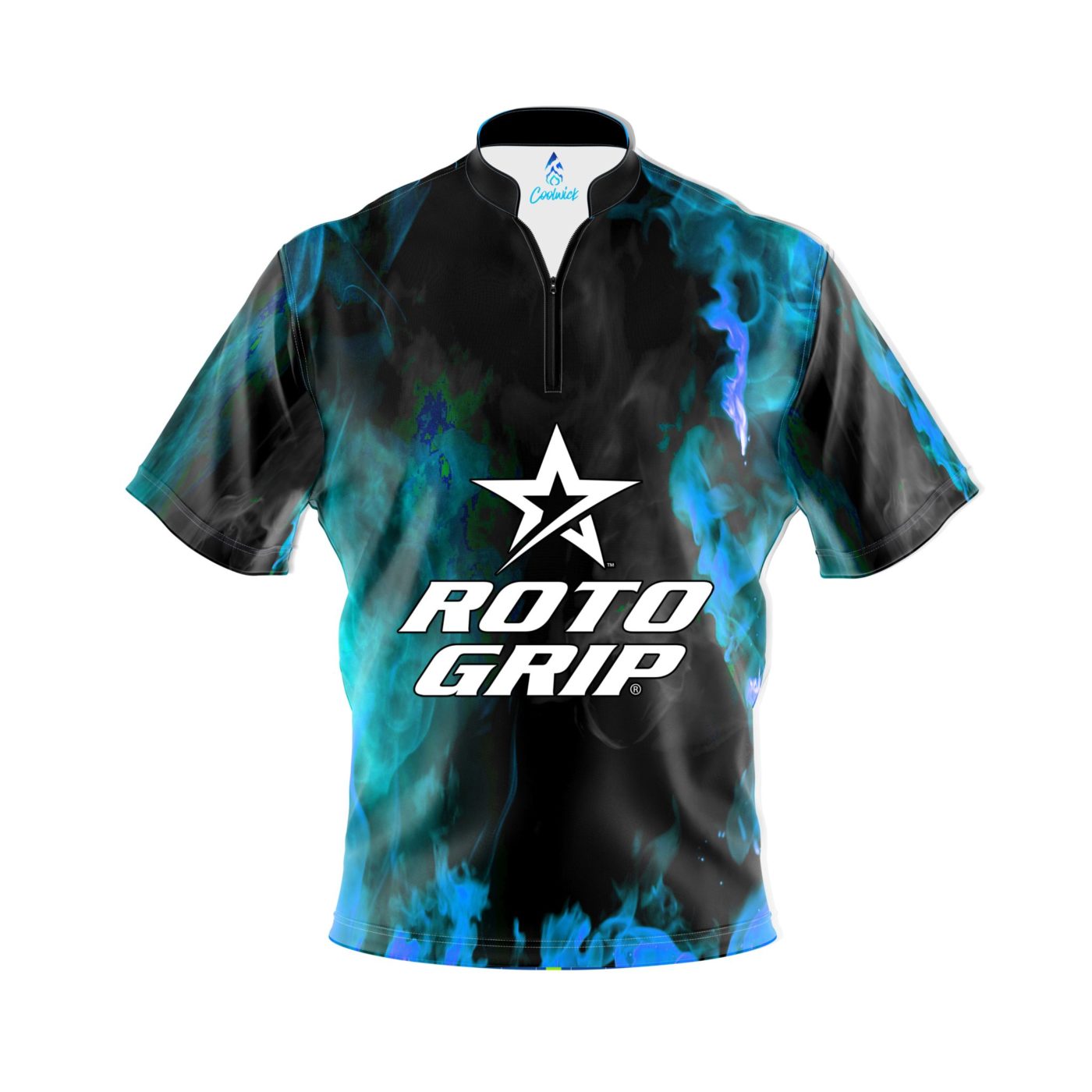 Roto Grip Blue Flame Quick Ship CoolWick Sash Zip Bowling Jersey Questions & Answers