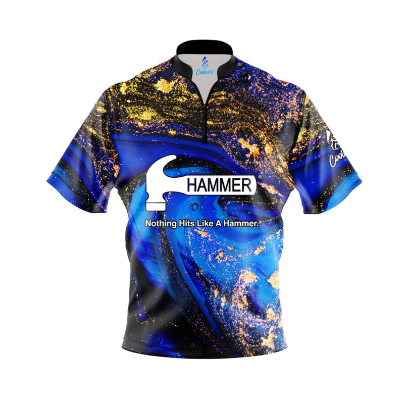 Hammer Blue Gold Liquid Marble Quick Ship CoolWick Sash Zip Bowling Jersey Questions & Answers
