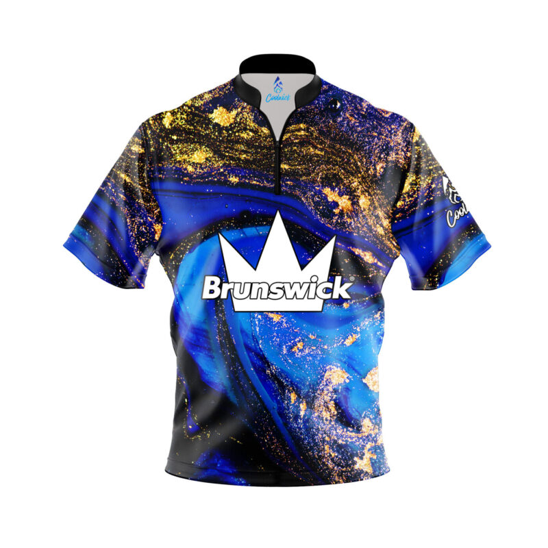 Brunswick Blue Gold Liquid Marble Quick Ship CoolWick Sash Zip Bowling Jersey Questions & Answers
