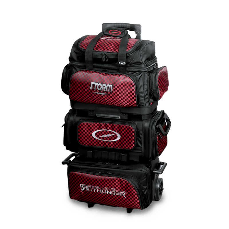 Storm Rolling Thunder 6 Ball Roller Bowling Bag Checkered Black Red Questions & Answers