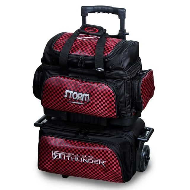 Storm 4 Ball Rolling Thunder Checkered Black Red Bowling Bag Questions & Answers
