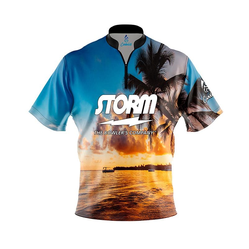 Storm Sunset Palm Trees Fast Track CoolWick Bowling Jersey Questions & Answers