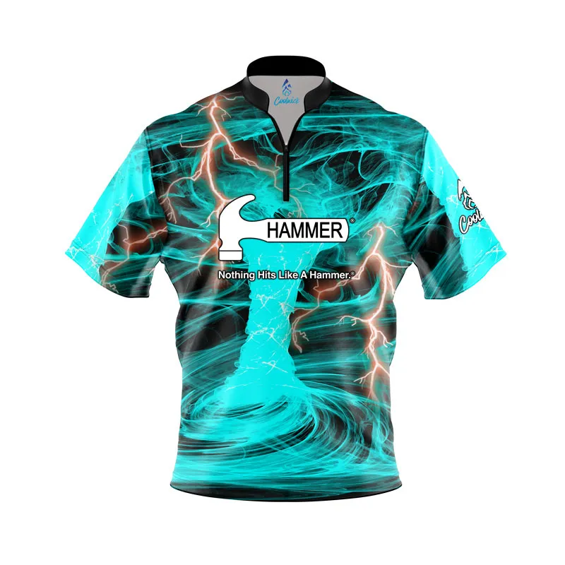 Hammer Electrical Tornado Teal Quick Ship CoolWick Sash Zip Bowling Jersey Questions & Answers